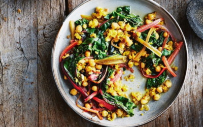 Spanish Inspired – Rainbow Silverbeet and Chickpeas