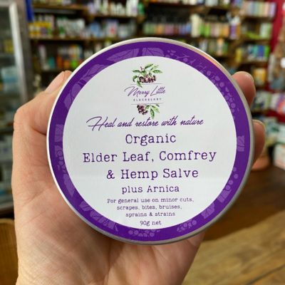 merry little elderberry organic Elderleaf, comfrey and hemp salve with arnica